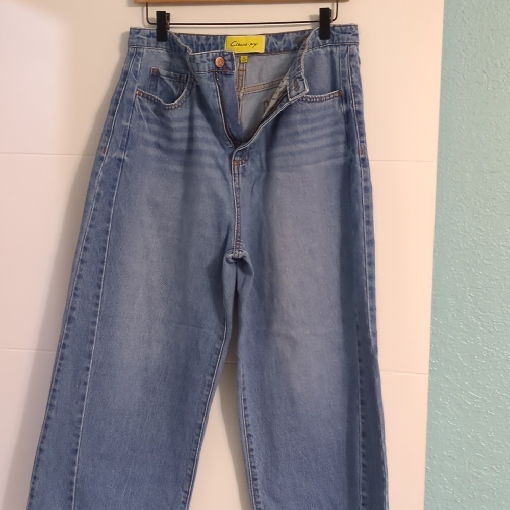 Circus NY Classic Blue High Waisted Women's Wide Leg Cropped Jeans Sz 31 - Picture 5 of 12